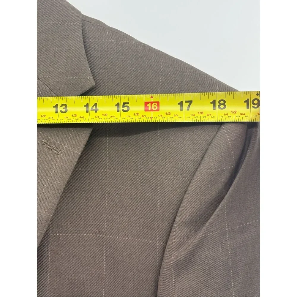 Jos. A Bank Blazer Travelers Collection Tailored‎ Fit  Men 42R Brown Check Wool